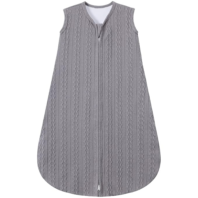 Baby Sleep Sack 18-24 Months, Baby Wearable Blanket 100% Acrylic knit 2-Way Zipper Toddler Sleeping Sack TOG 0.5 (Grey)