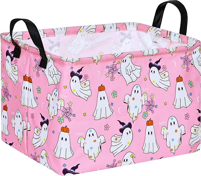 Ghost Happy Halloween Kids Gift Shelf Storage Basket Organizer Box Clothes Laundry Hamper Toys Nursery Basket Baby Laundry Basket with Handles