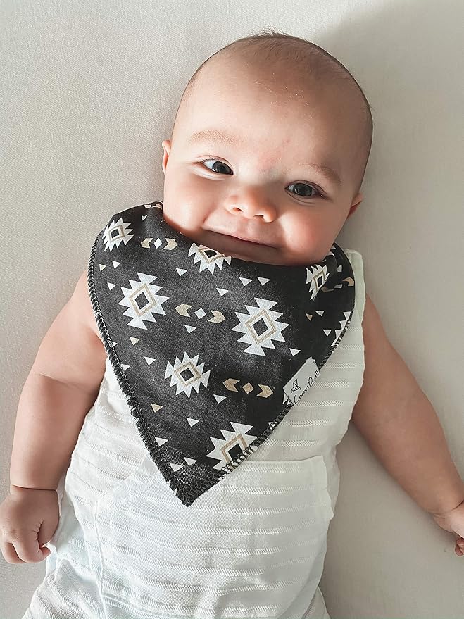 Copper Pearl 4 Pack Soft Cotton Baby Bibs for Drooling and Teething, Absorbent Drool Bibs for Baby Girl and Boy, Adjustable to Fit Newborns to Toddlers, Tons of Styles (Cusco)