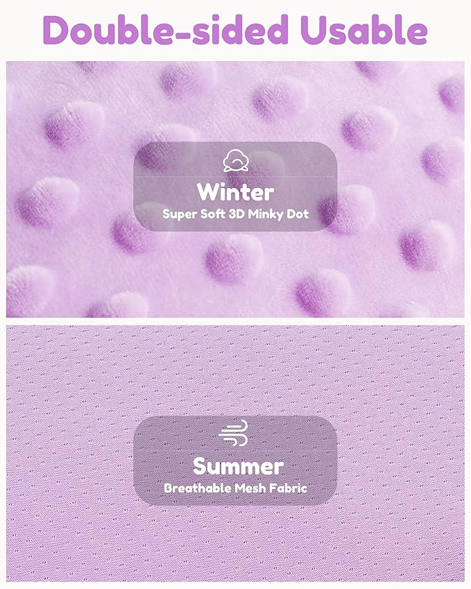 Infant Car Seat Insert with Removable Cushion for Baby Preemie Newborn Infant, Reversible carseat Insert Head Body Support Fits for Stroller, Baby Swing, Rocker, Bouncer, Bassinet - Purple