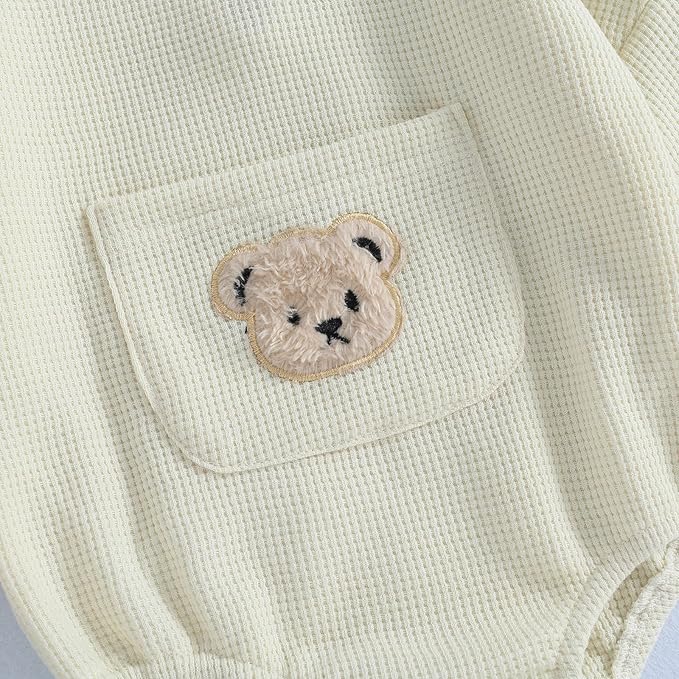 Douhoow Cute Baby Sweatshirt Romper Waffle Knit Baby Clothes Infant Girl Boy Fall Winter Outfits