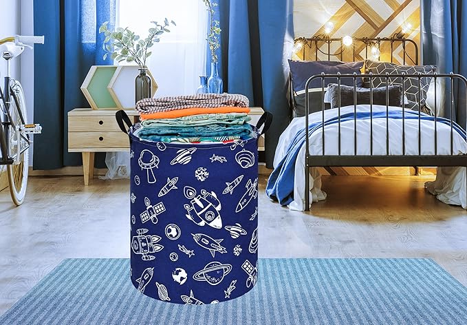 Round Laundry Hamper Storage Basket Laundry Organizer Hamper Storage Bins Clothes and Toys Box Nursery Hamper Gift Basket For Kids with Handles