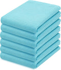 PurpleEssences Waffle Weave Kitchen Towel, 100% Cotton - 15 x 25 Inches, with Hanging Loop Ultra Soft Absorbent Quick Drying Dish Cloth, Tea and Hand Towels, 6 Pack - Fall Thanksgiving - Aqua Blue