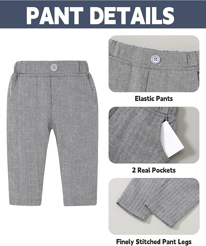 Coco&RARA Baby Boy Clothes Suits Infant Gentleman Outfits, Formal Dress Shirt+Vest+Corsage+tie+Pants Baby Suit Set 0-18M