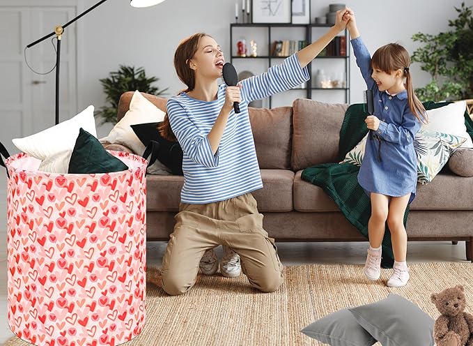 Round Laundry Hamper Storage Basket Laundry Organizer Hamper Storage Bins Clothes and Toys Box Nursery Hamper Gift Basket For Kids with Handles