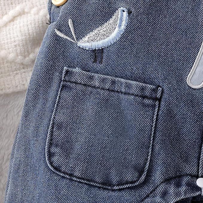 Baby Boy Clothes Fall Winter Outfits Long Sleeve Striped Romper Cute Cartoon Jeans Overalls Pants Set 0-18 Months