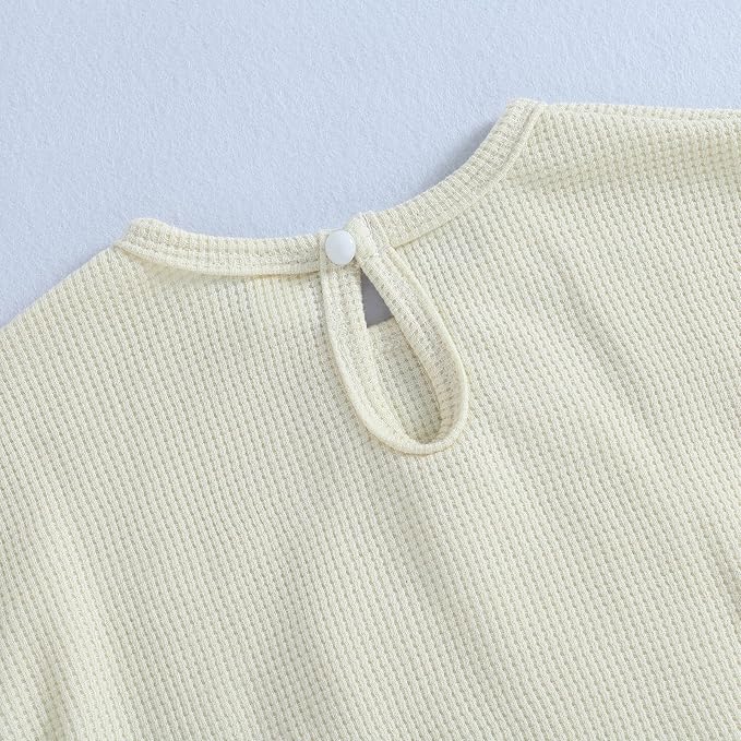 Douhoow Cute Baby Sweatshirt Romper Waffle Knit Baby Clothes Infant Girl Boy Fall Winter Outfits