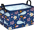 Rectangle Storage Basket Shelf Storage Basket Organizer Box Clothes Laundry Hamper Nursery Laundry Basket with Handles(Whale)