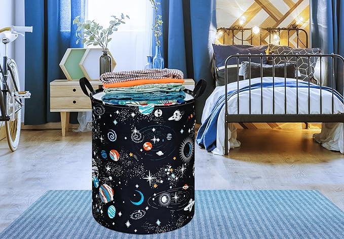 Round Laundry Hamper Storage Basket Laundry Organizer Hamper Storage Bins Clothes and Toys Box Nursery Hamper Gift Basket For Kids with Handles