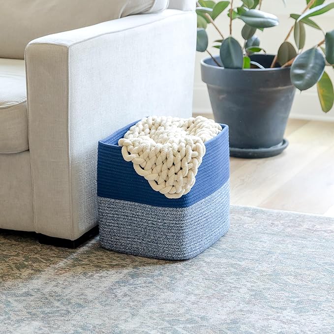 NaturalCozy 13x15x13 Kallax Storage Cubes Bins, 3 Pack | Cotton Rope Cube Storage Bin Woven Baskets for Organizing | Kallax Insert Storage Baskets for Shelves Organizer, Kids Toy, Closet Baby Nursery