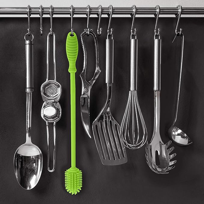 12.5" Silicone Bottle Brush & Straw Cleaner Brush Set | Water Bottle Cleaner for Hydro Flasks, Tumblers, Glassware, Vases and Narrow Neck Containers