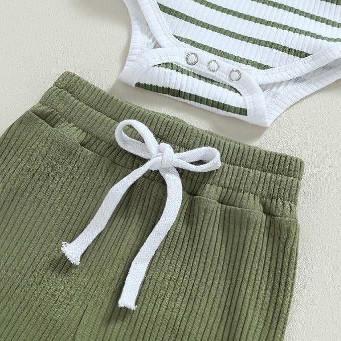 Newborn Baby Boy Girl Clothes Ribbed Knitted Long Sleeve Romper Pants Solid Cotton Infant Fall Winter Outfits 2Pcs