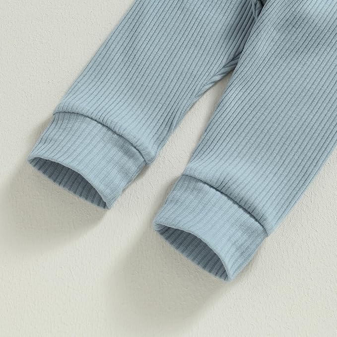 Newborn Baby Boy Girl Clothes Ribbed Knitted Long Sleeve Romper Pants Solid Cotton Infant Fall Winter Outfits 2Pcs
