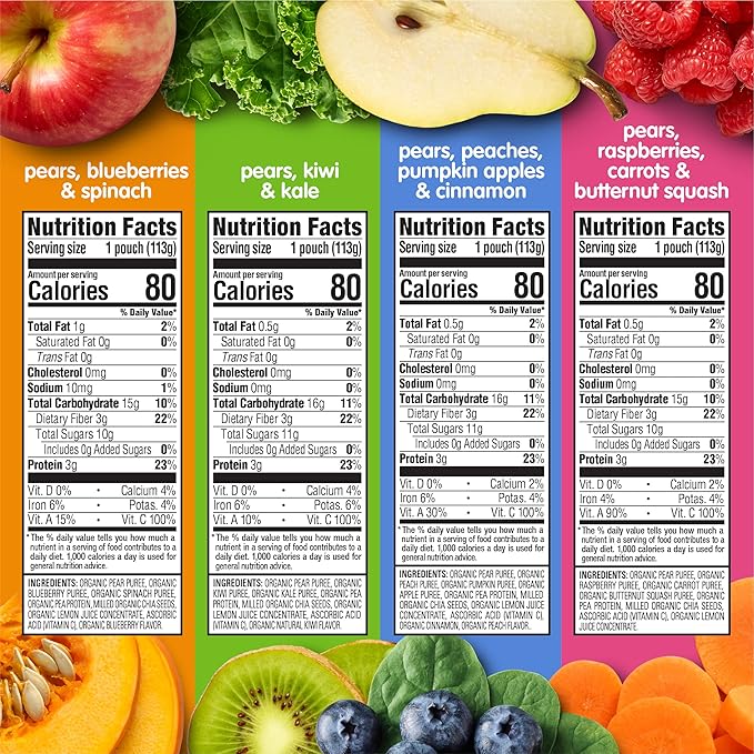 Happy Tot Organics Love My Veggies and Fiber & Protein Variety Packs (32 Pouches)