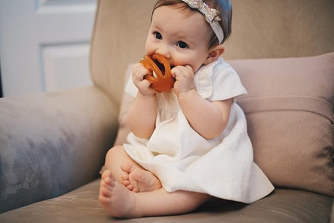 Teether for Babies Without BPA, 100 Percent Natural Rubber Toy for Infants, Plant Based, No Parabens, No PVC, and No Phthalates, Unscented