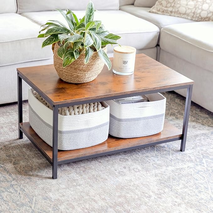 NaturalCozy Storage Baskets 16.8”x13”x7.6” Cotton Rope Woven Baskets for Organizing 3-Pack | Toy Storage Bins | Basket for Shelves, Laundry, Blanket, Clothes, Closet, Kitchen, Bathroom, Gifts