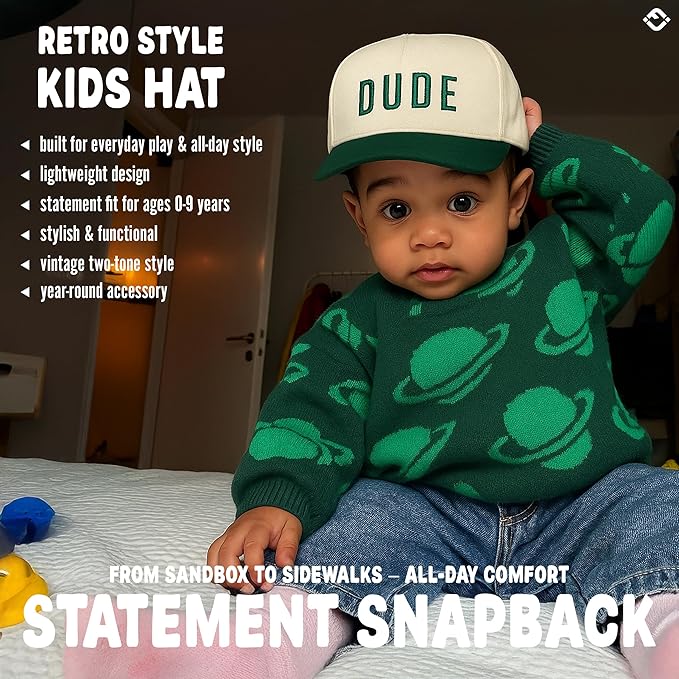 Funky Junque Premium Kids Trucker Hat Vintage Snapback Baseball Cap - Toddler Designs, Infant Sizes