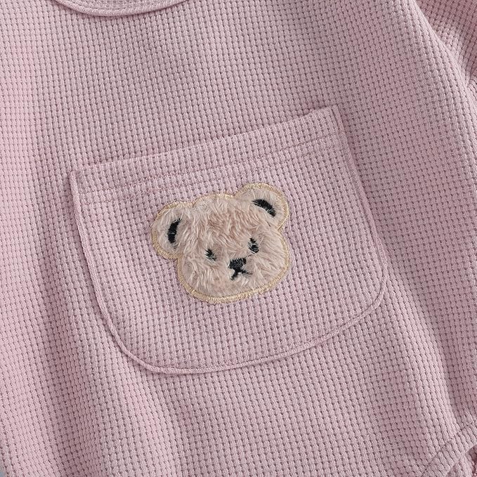 Douhoow Cute Baby Sweatshirt Romper Waffle Knit Baby Clothes Infant Girl Boy Fall Winter Outfits