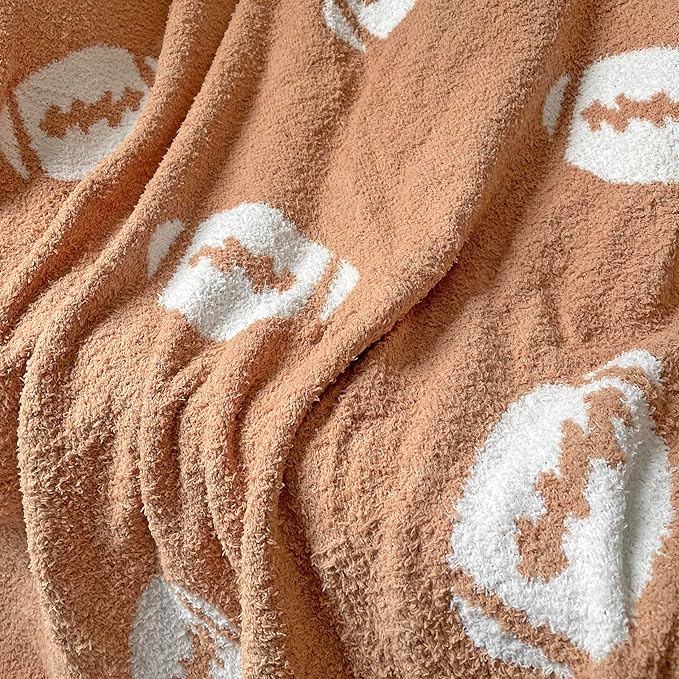 Cozy Football Pattern Blanket Perfect Lightweight Bedding for Adults, Soft, Warm, and Plush Rugby Sports Blanket Great for Bed Sofa (Rugby-Brown, 50"x60")