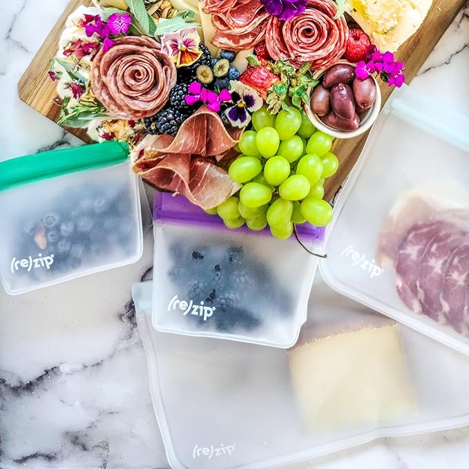 (re) zip Half Gallon Reusable Storage Bags | BPA-Free, Leak proof, Airtight, 100% Food-Grade for Lunch Meat, Food Storage and Freezer Use, 64 Ounces | 4-Pack