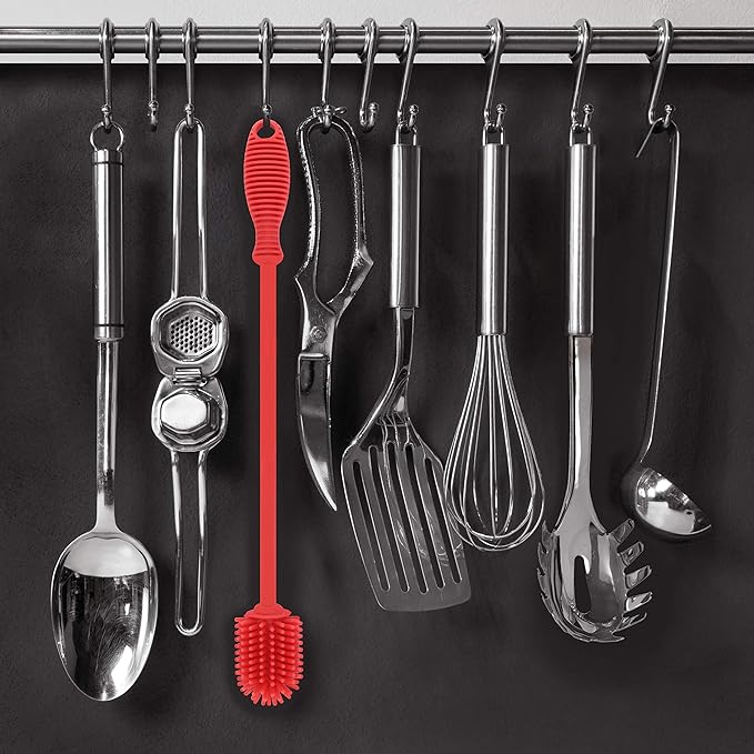 12.5" Silicone Bottle Brush & Straw Cleaner Brush Set | Water Bottle Cleaner for Hydro Flasks, Tumblers, Glassware, Vases and Narrow Neck Containers