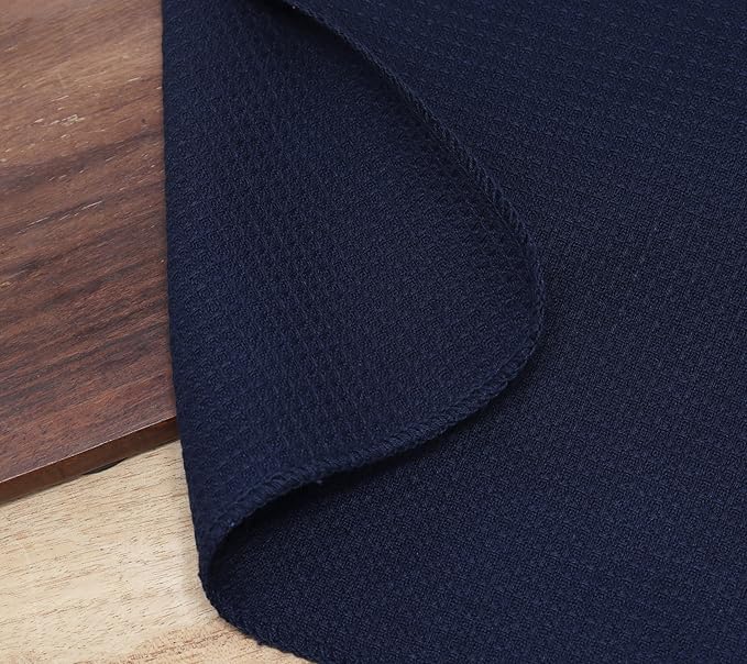 PurpleEssences Dish Cloths and Dish Rags - 6 Pack Waffle Weave Solid Kitchen Dish Wash Cloths, 100% Cotton, 12 x 12 Inches, Ultra Soft Absorbent Quick Drying Fall Thanksgiving - Navy Blue