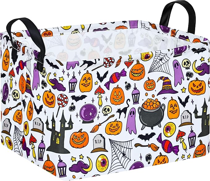 Ghost Happy Halloween Kids Gift Shelf Storage Basket Organizer Box Clothes Laundry Hamper Toys Nursery Basket Baby Laundry Basket with Handles