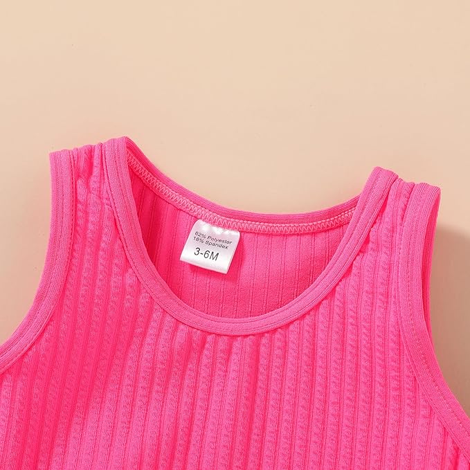 HAPPYMA Baby Swimsuit Toddler Girl Bathing Suit Summer Solid Color Bikini Set Beach Two Piece Swim Wear