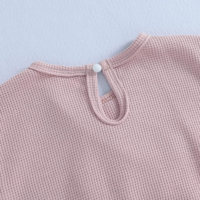 Douhoow Cute Baby Sweatshirt Romper Waffle Knit Baby Clothes Infant Girl Boy Fall Winter Outfits