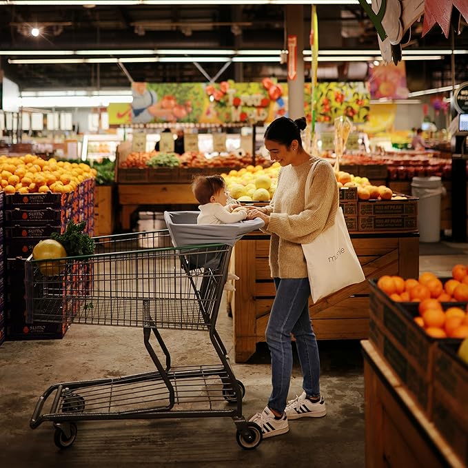 mushie Baby Car Seat Canopy Cover | Breathable & Stretchy Multi Use Cover for Breastfeeding, Nursing, High Chair, Shopping Cart, Strollers (Grey Melange)