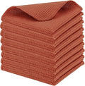 PurpleEssences Rust Dish Cloths and Dish Rags - 8 Pack Waffle Weave Solid Kitchen Dish Wash Cloths, 100% Cotton, 12 x 12 Inches, Ultra Soft Absorbent Quick Drying - Fall Thanksgiving - Rust