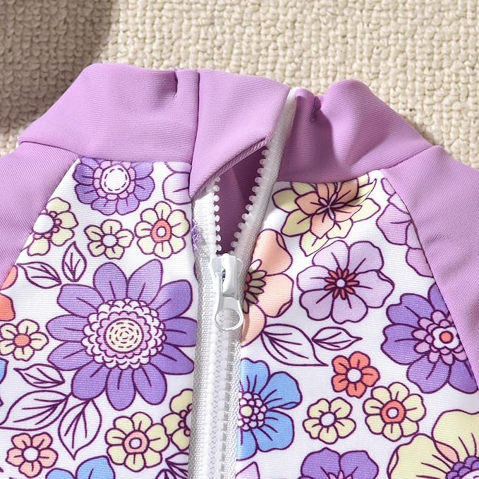 Aalizzwell Baby Girls Long Sleeve One Piece Bathing Suit with Hat