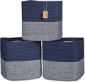 NaturalCozy 13 Inch Cube Storage Bins Cotton Rope Woven Baskets for Organizing 3-Pack | 13 x 13 Storage Cubes | Fabric Square Storage Baskets for Shelves Organizer, Kids Toy Bins, Closet Baby Nursery