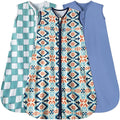 Baby Sleep Sack 12-18 Months 3 Pack Baby Wearable Blanket 100% Rayon Cotton 2-Way Zipper Toddler Sleeping Sack .Comfy Soft Lightweight TOG 0.3 (Bohemia&Checkered&Blue,)
