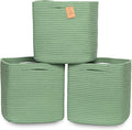NaturalCozy 13 Inch Cube Storage Bins Cotton Rope Woven Baskets for Organizing 3-Pack | 13 x 13 Storage Cubes | Fabric Square Storage Baskets for Shelves Organizer, Kids Toy Bins, Closet Baby Nursery