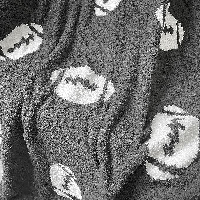 Cozy Football Pattern Blanket Perfect Lightweight Bedding for Adults, Soft, Warm, and Plush Rugby Sports Blanket Great for Bed Sofa (Rugby-Black, 50"x60")