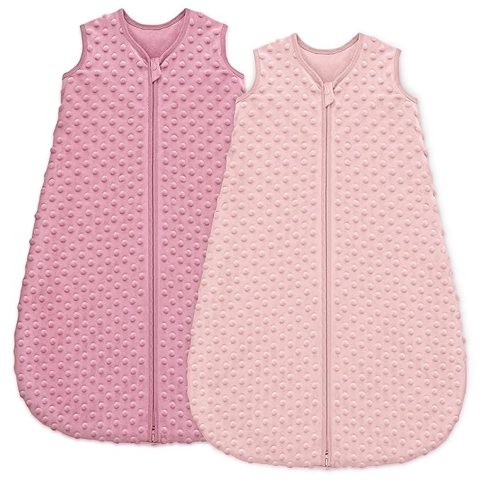 Fleece Baby Sleep Sack 18-24 Months with Plush Dots 1.5 Tog Baby Wearable Blanket with 2-Way Zipper Warm Sleeping Sack for Toddler Infant - XLarge, Pink