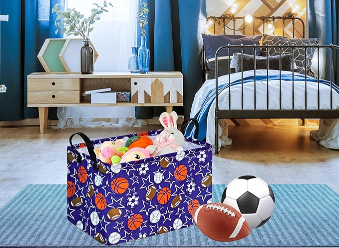 Rectangle Balls Pattern Kids Gift Storage Shelf Organizer Box Clothes Laundry Hamper Toys Nursery Baby Laundry Basket with Handles