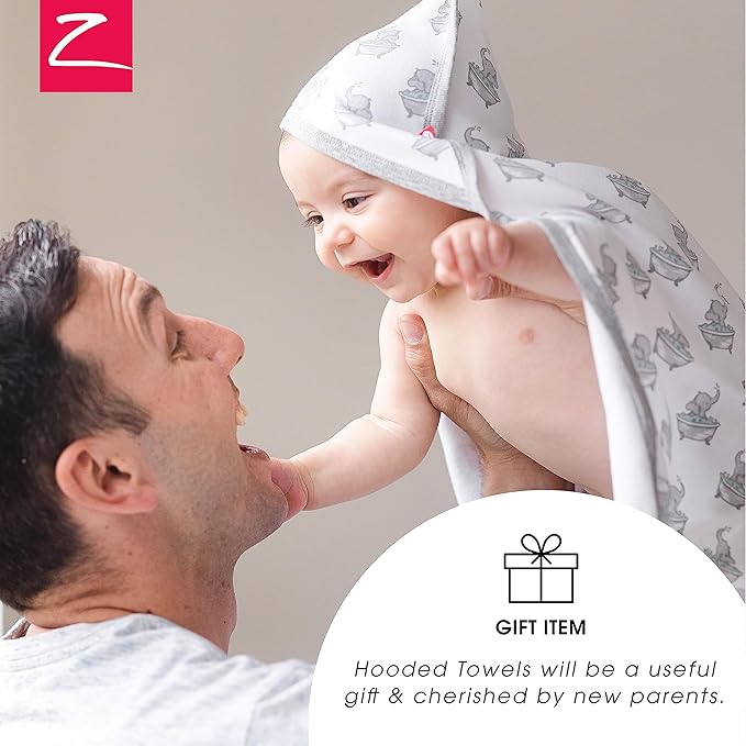 Zutano Hooded Baby Towels, Organic Cotton Baby Bath Towel, Ultra Soft and Absorbent Baby Towel for Newborn and Infant | Girl, Boy, and Unisex Towel Set, Unicorn Meadows, 2-Pack