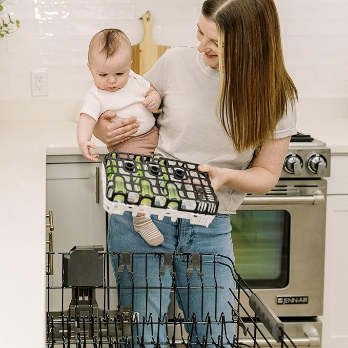 Dr. Brown's Dishwasher Basket for Small Baby Bottle Parts, Pacifiers, and Accessories, Clean, Store and Organize Newborn Essentials, BPA Free, Black