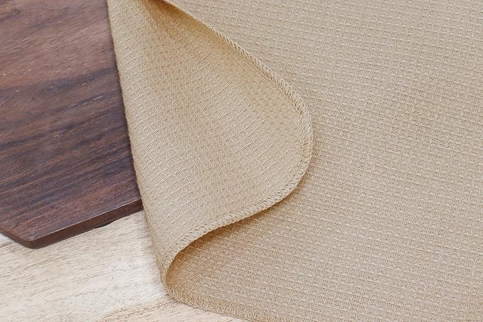 PurpleEssences Dish Cloths and Dish Rags - 8 Pack Waffle Weave Solid Kitchen Dish Wash Cloths, 100% Cotton, 12 x 12 Inches, Ultra Soft Absorbent Quick Drying Fall Thanksgiving - Beige