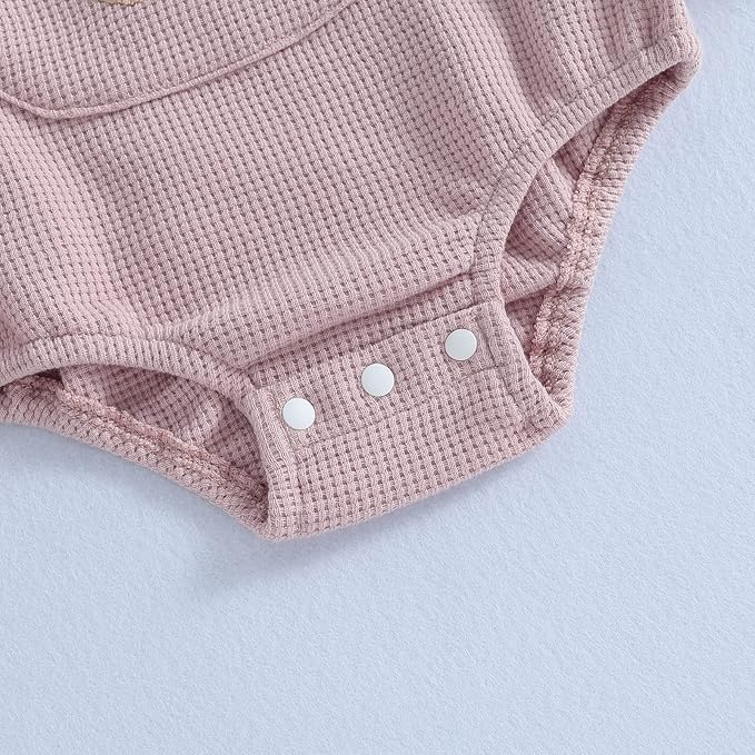 Douhoow Cute Baby Sweatshirt Romper Waffle Knit Baby Clothes Infant Girl Boy Fall Winter Outfits