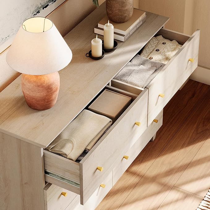 WAMPAT 8 Drawers Dresser Chests for Bedroom, 3-in-1 Modern Light Oak Wood Closet Storage Organizer Furniture with Door and Adjustable Shelves for Kids Room, Nursery, 94.4" Wide