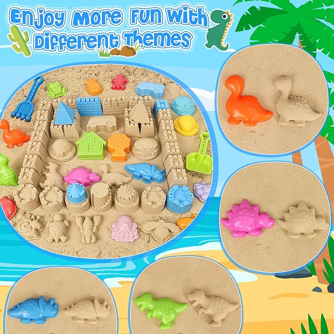 Beach Toys, Collapsible Sand Toys for Toddlers, Sand Bucket and Shovels Set with Mesh Bag Cute Sand Molds, Travel Sand Toys for Beach, Sandbox Toys for Toddlers Kids Baby Boys Girls Age 3-10