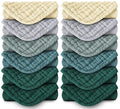 Muslin Burp Cloths 100% Cotton Large 20''x10'' Extra Soft and Absorbent Baby Wash Cloths Spit Up Rags - Baby Burping Cloth for Boys Girls Items(12 Pack Ivory, Slate and Emerald Series)