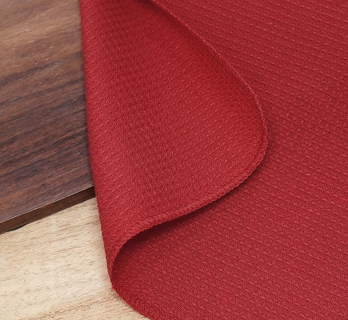 PurpleEssences Dish Cloths and Dish Rags - 6 Pack Waffle Weave Solid Kitchen Dish Wash Cloths, 100% Cotton, 12 x 12 Inches, Ultra Soft Absorbent Quick Drying - Fall Thanksgiving - Red