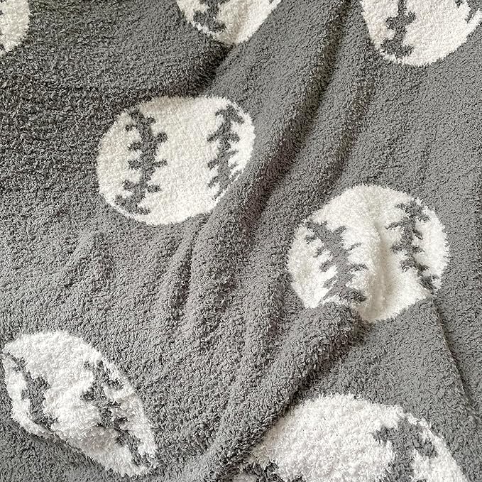 Cozy Baseball Pattern Blanket Perfect Lightweight Bedding for Adults, Soft, Warm, and Plush Soccer Sports Blanket Great for Bed Sofa (Baseball-Dark Grey, 50"x60")