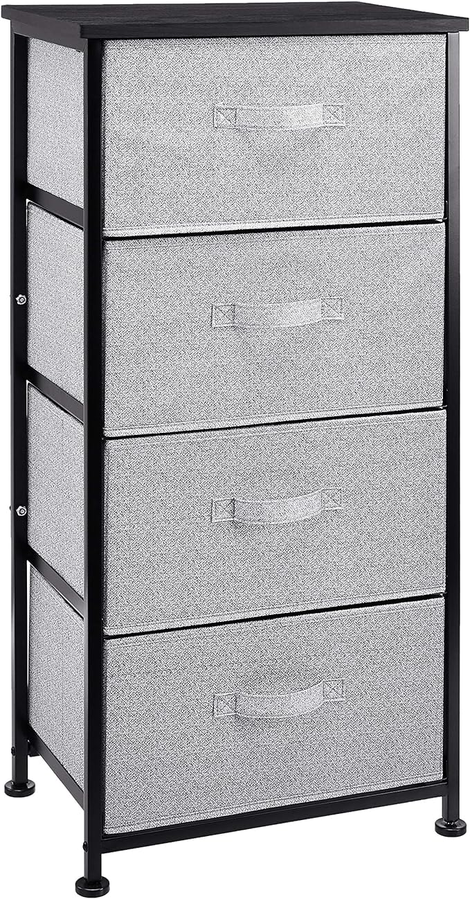 Amazon Basics Fabric 4-Drawer Storage Organizer Unit for Closet, Black